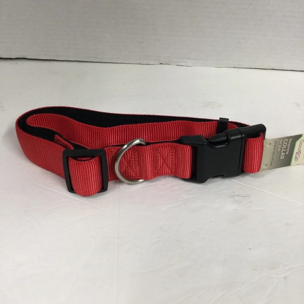 Good2Go Red Neoprene Collar for Dogs w Black Accents 19-30in New